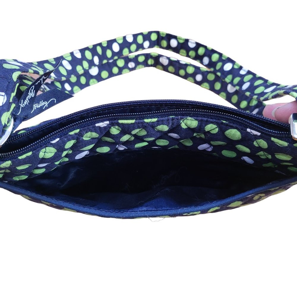 Vera Bradley Quilted Black Green White Polka Dot Print Crossbody Purse - Picture 3 of 5